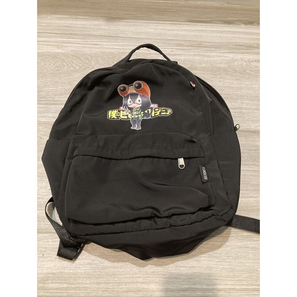 My Hero Academia Tsuyu Asui Froppy Frog Print Character Laptop Backpack Black